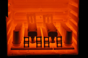 Investment Casting Shell Molds at 2300ºF (1260C) ready for casting.