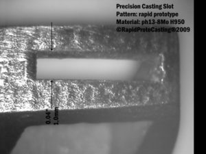 Thin Slot in a Precision Casting Made Using Rapid Prototype Patterns.